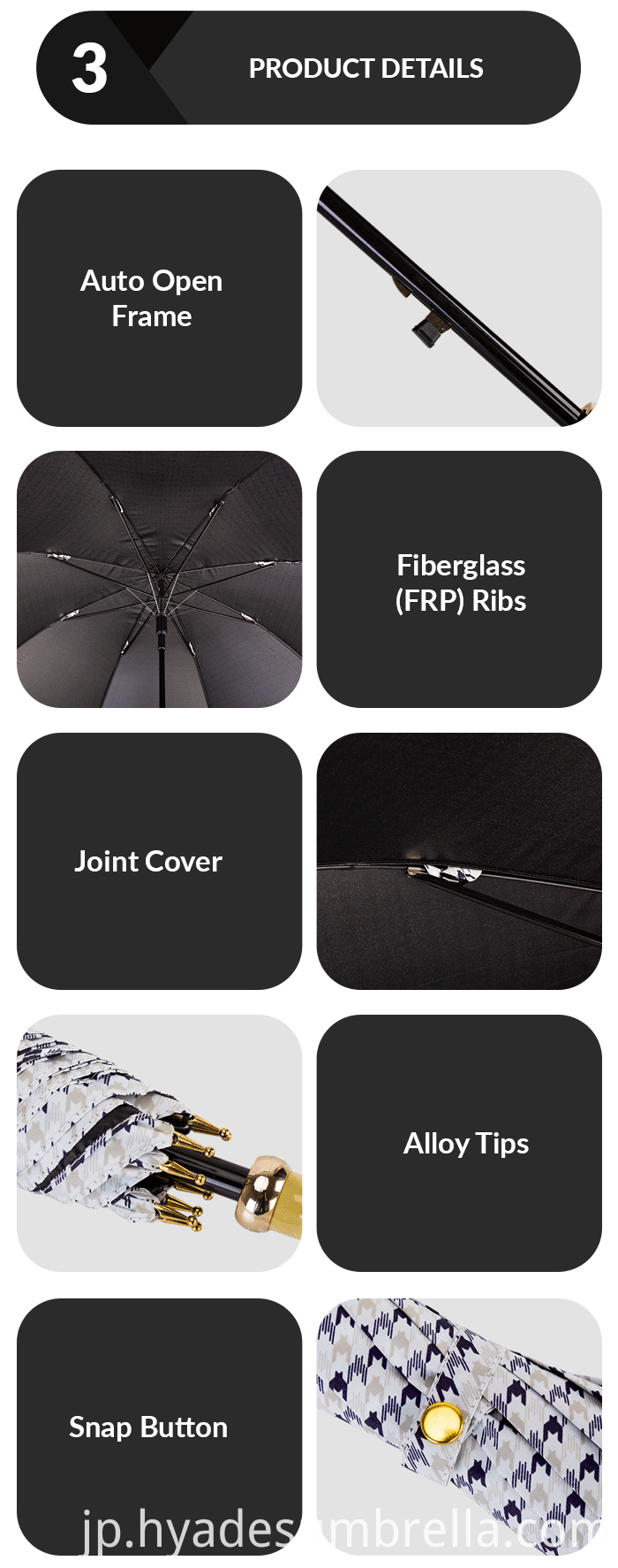 耐風自動オープンストレート傘 Wind Resistant Auto Open Straight Umbrella